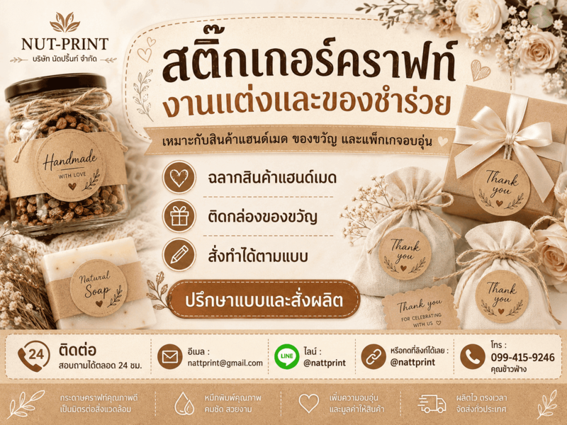 สติ๊กเกอร์กระดาษคราฟท์ สติ๊กเกอร์กระดาษคราฟท์